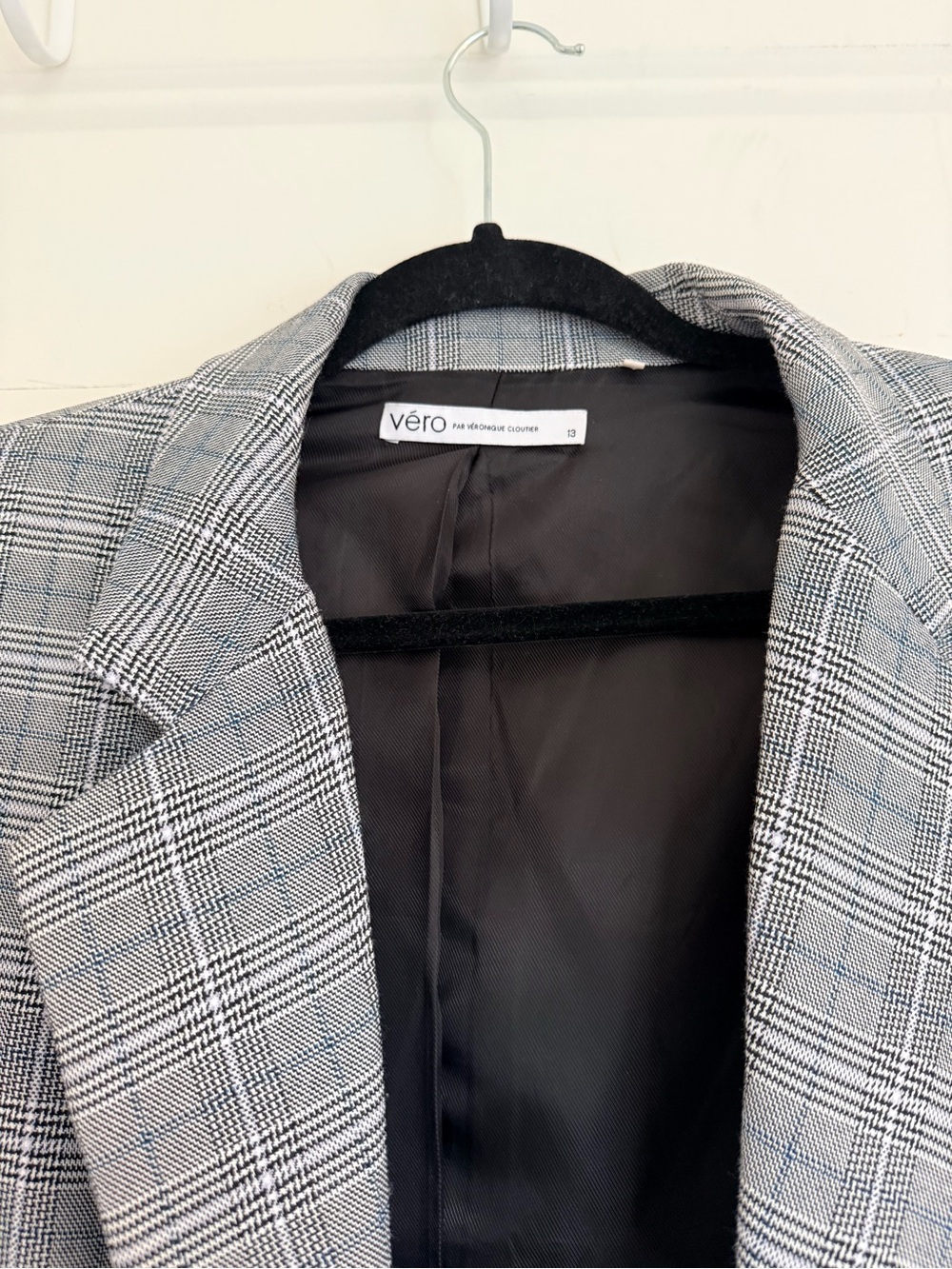 Grey Plaid Double-Breasted Blazer - Picture 2 of 3